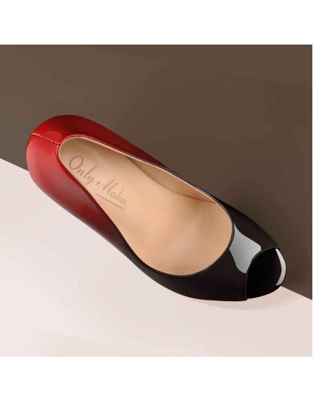 Red Black Peep Toe Platform Stiletto High Heel Pumps
