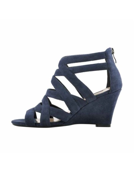 Blue Gladiator Cut Out Peep Toe Wedge Sandals