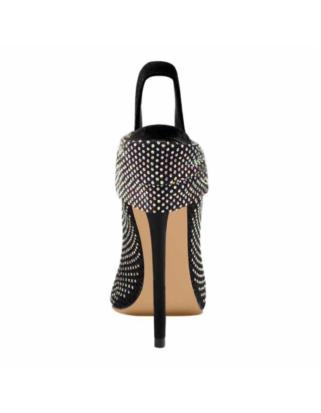 Clear Fishnet Pointed Toe Slim High Heels Rhinestone Sandals Boots