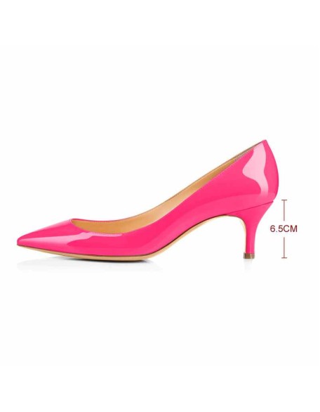 Rose Red Pointed Toe Slip On 2.5inches(6.5CM) High Heel Pumps