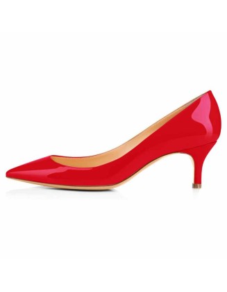 Red Pointed Toe Slip On 2.5inches(6.5CM) High Heel Pumps