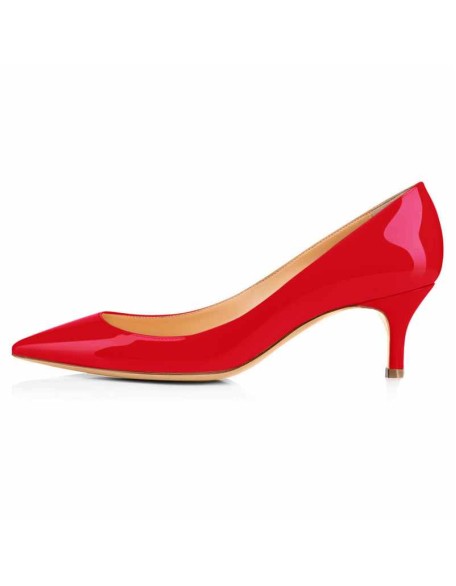 Red Pointed Toe Slip On 2.5inches(6.5CM) High Heel Pumps