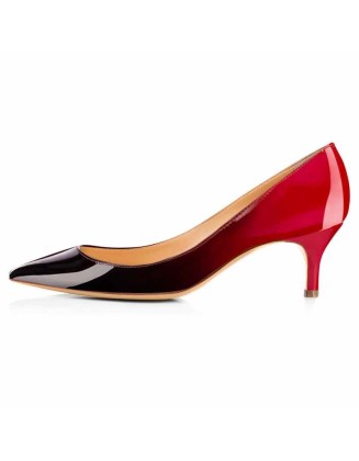 Black Red Gradient Pointed Toe Slip On 2.5inches(6.5CM) High Heel Pumps