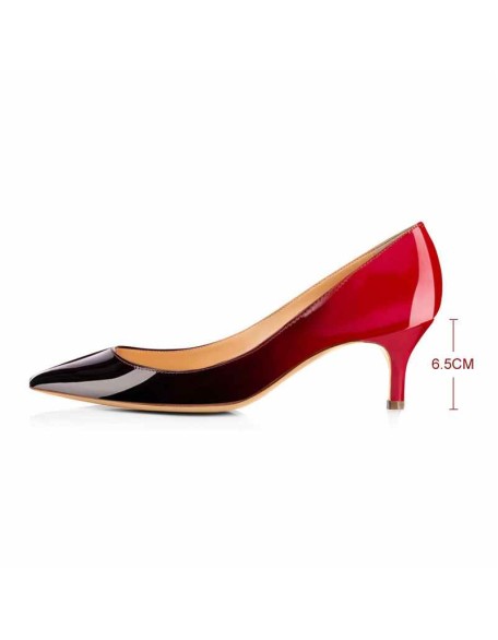 Black Red Gradient Pointed Toe Slip On 2.5inches(6.5CM) High Heel Pumps