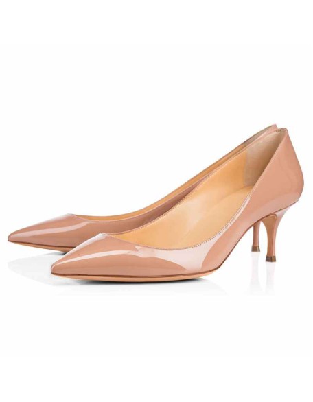 Baby Pink Pointed Toe Slip On 2.5inches(6.5CM) High Heel Pumps