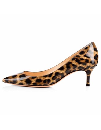 Leopard Pointed Toe Slip On Pumps