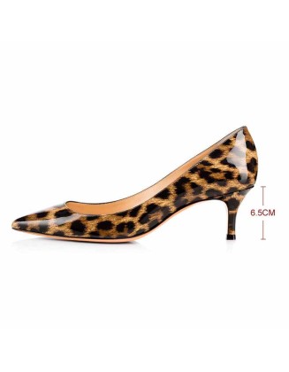 Leopard Pointed Toe Slip On Pumps