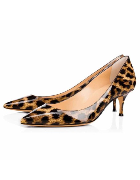 Leopard Pointed Toe Slip On Pumps