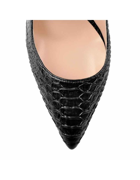 Slingback Pointed Toe Fish Scale Chunky Heel Pumps