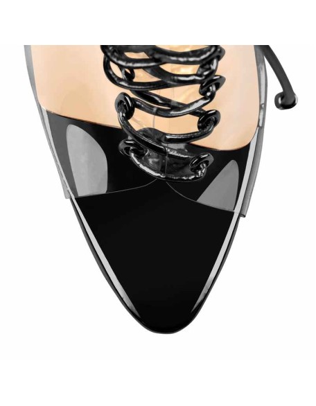 Open Toe Black Lace up Transparent Zip Ankle Sandals Boots