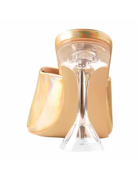 Golden Holographic Transparent Tapered Heel Sandals Mules