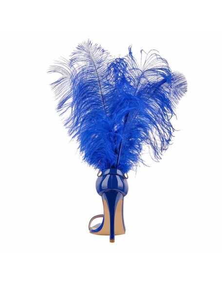 Open Toe Feather Back Lace Up Stiletto Heel Sandals