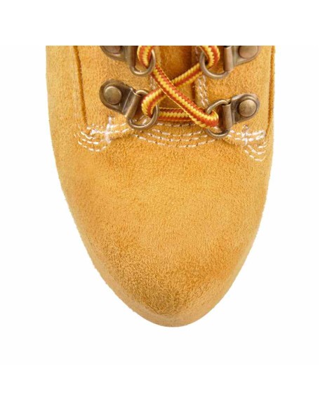 Yellow Platform Round Toe Lace-up Suede Ankle Boots