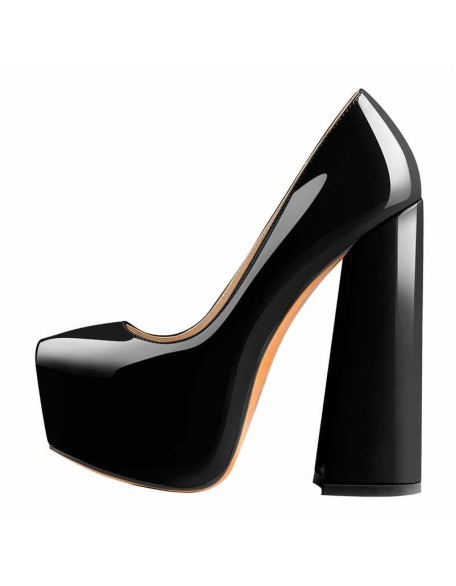 Platform Pointed Toe Chunky Square High Heels Pumps