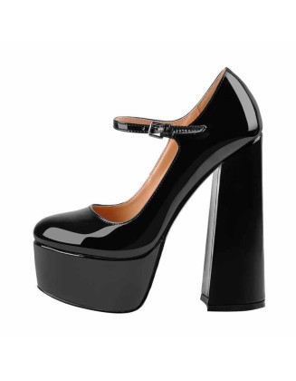 Mary Jane Platform Chunky High Heels Pumps