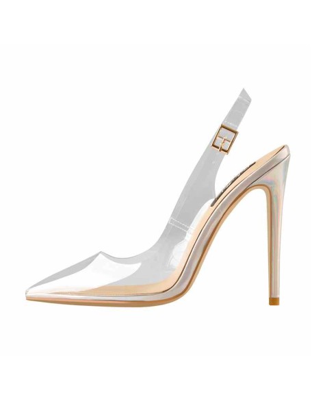 Transparent Pointed Toe Slingback Holographic Stiletto High Heel Pumps