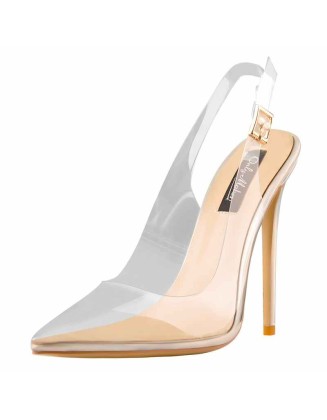 Transparent Pointed Toe Slingback Holographic Stiletto High Heel Pumps