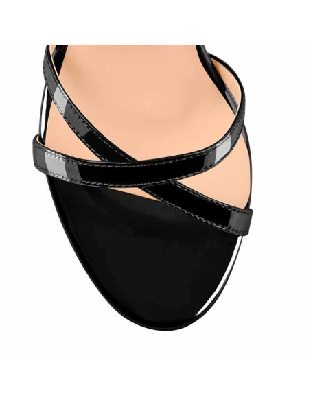 Double Ankle Wrap Open Toe High Heels Slingbacks Chunky Sandals