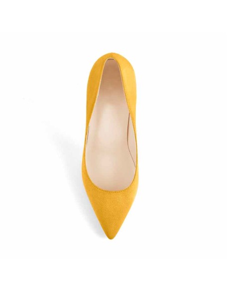 8cm 10cm 12cm Suede Yellow Pointed Toe Slip On High Heel Pumps