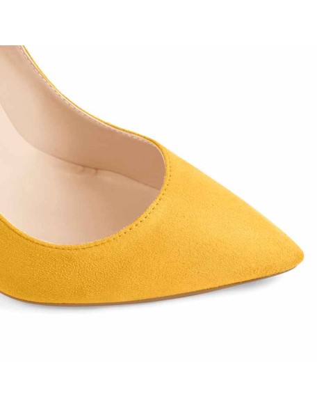 8cm 10cm 12cm Suede Yellow Pointed Toe Slip On High Heel Pumps