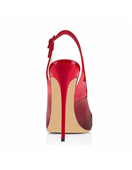 Black Red Gradient Peep Toe Thin High Heels Slingback Sandals