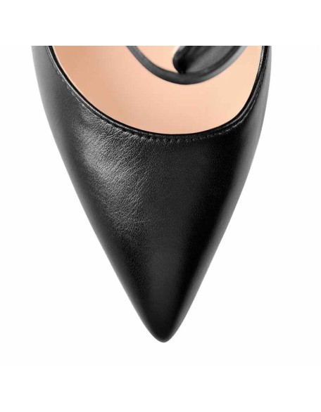 Black Matte Pointed Toe Double Buckle Ankle Strap Stiletto High Heels Pumps