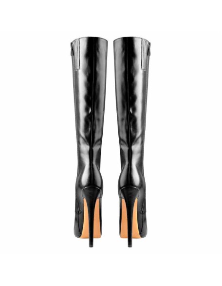 Black Platform Lace-Up High Over The Knee High Heel Boot