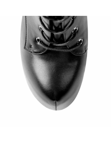 Black Platform Lace-Up High Over The Knee High Heel Boot
