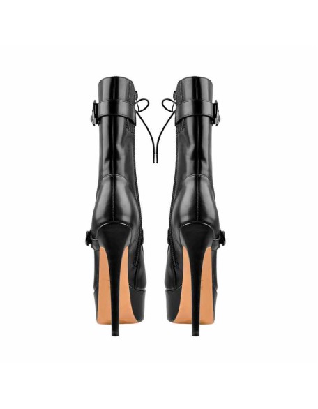 Punk Buckle Strap Platform High Heels Ankle Boots