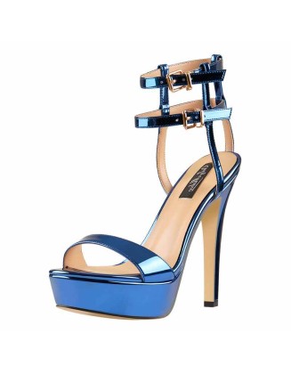 Ankle Double Buckle Strap Platform Stiletto High Heels Sandals