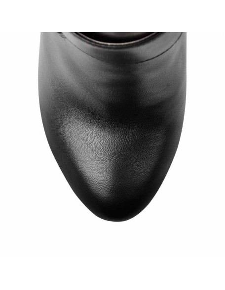 Platform Zipper Metal Buckle Strap Round Toe Wedge Heel Ankle Boots