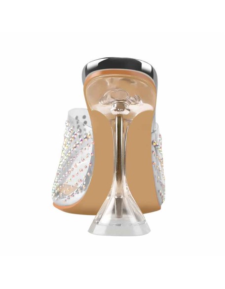Open Toe Colorful Rhinestones Transparent Tapered Heel Sandals Mules