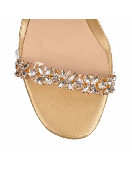 Ankle Clear Strap Rhinestone Transparent Perspex Chunky Heels Sandals