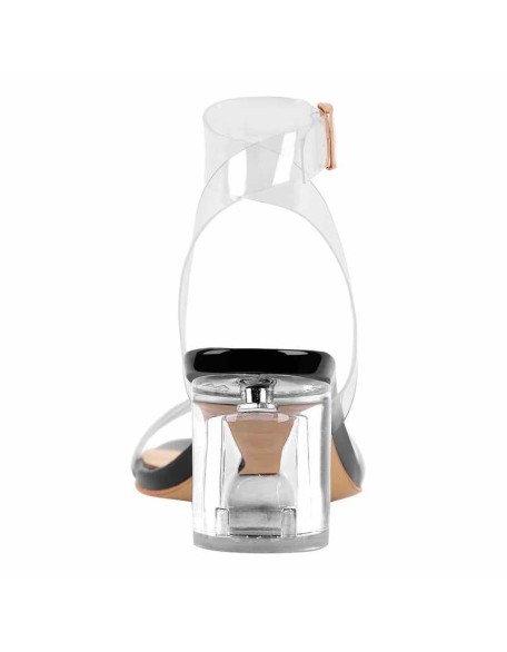 Ankle Clear Strap Transparent Perspex Chunky Heels Sandals