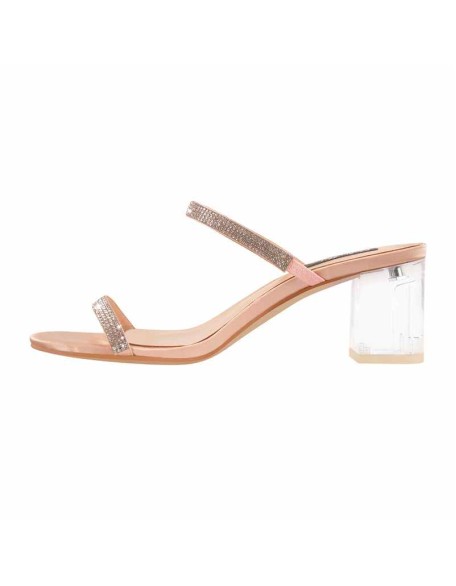 Rhinestone Strap Lucite Clear Block Chunky Perspex High Heels Sandals