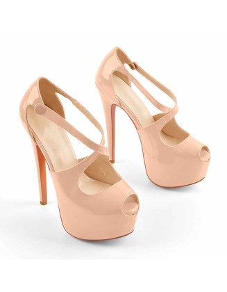 Criss Cross Peep Toe Platform Ankle Buckle High Heel Sandals