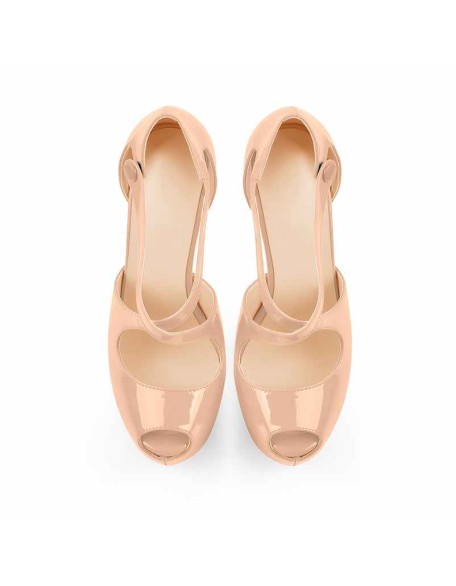 Criss Cross Peep Toe Platform Ankle Buckle High Heel Sandals