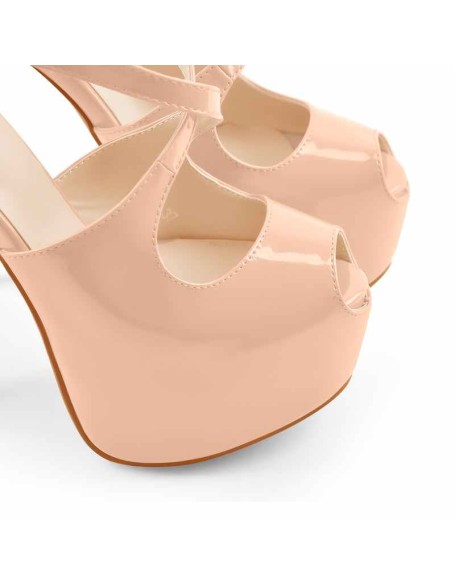 Criss Cross Peep Toe Platform Ankle Buckle High Heel Sandals