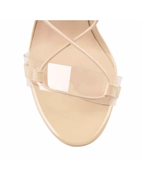Cross Lace-up Apricot Platform Stiletto High Heels Sandals