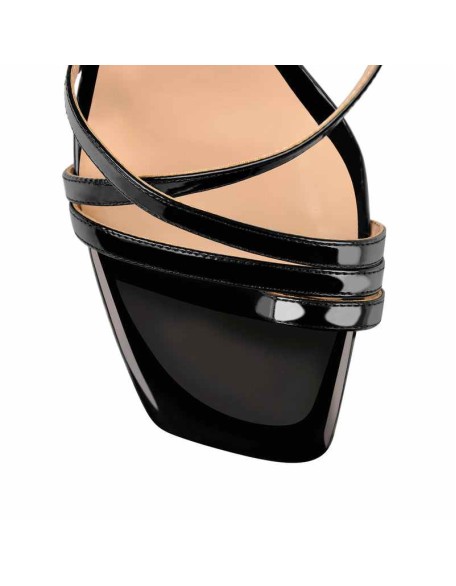 Open Toe Clip-On Cross Strap Ankle Buckle Strap Transparent Tapered Heel Sandals