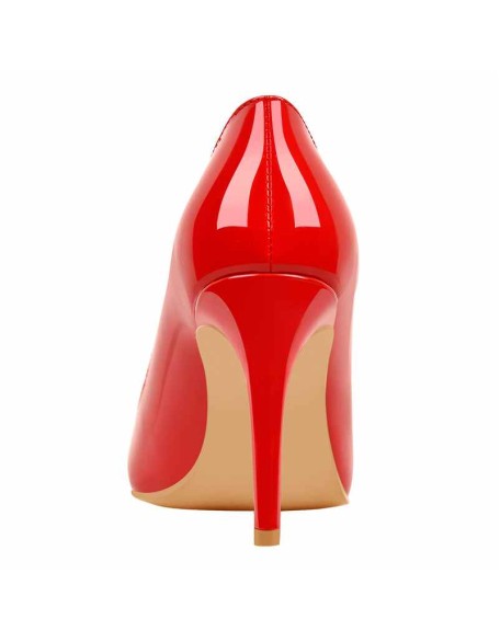 8cm Heel Patent Leather Red Pointed Toe High Heel Pumps