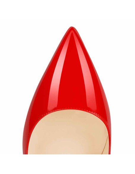8cm Heel Patent Leather Red Pointed Toe High Heel Pumps