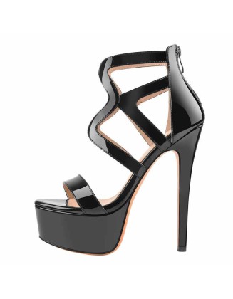 Platform Gladiator Cut Out Stilettos High Heels Sandals