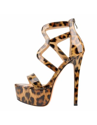 Platform Gladiator Cut Out Stilettos High Heels Sandals