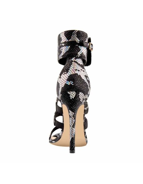 Open Toe Gladiator Cutout Colorful Snake High Heels Ankle Booties Sandals
