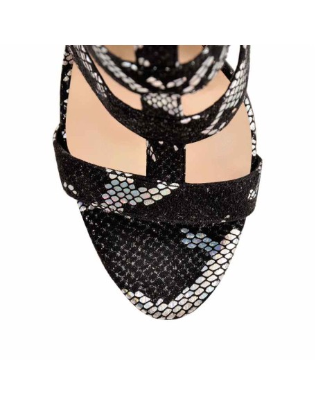 Open Toe Gladiator Cutout Colorful Snake High Heels Ankle Booties Sandals