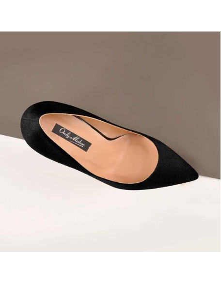 8cm 10cm 12cm Black Suede Pointed Toe Slip On High Heel Pumps
