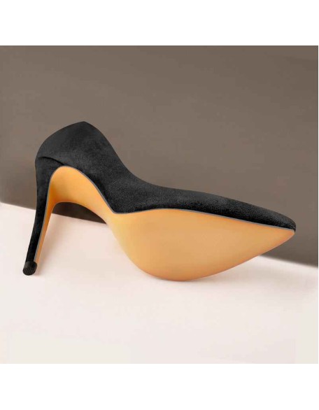 8cm 10cm 12cm Black Suede Pointed Toe Slip On High Heel Pumps