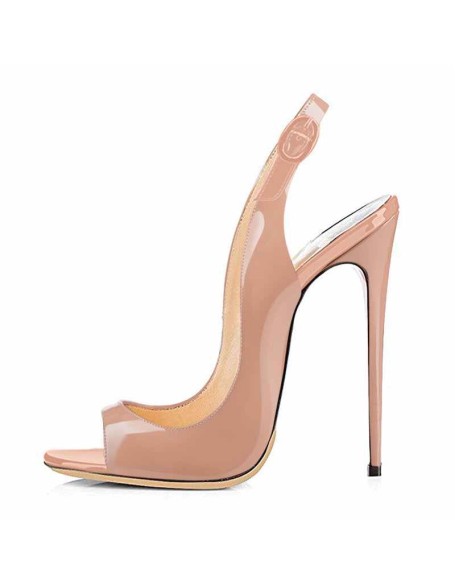 Baby Pink Peep Toe Thin High Heels Slingback Sandals