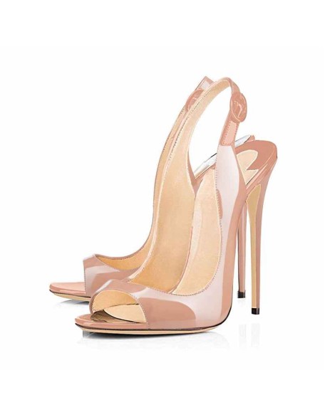 Baby Pink Peep Toe Thin High Heels Slingback Sandals